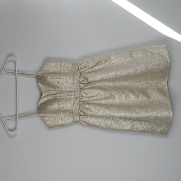 Gold Metallic Mini Dress by Aidan - Picture 1 of 8